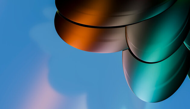 Close-up view of curved metal tubes with reflections against a clear