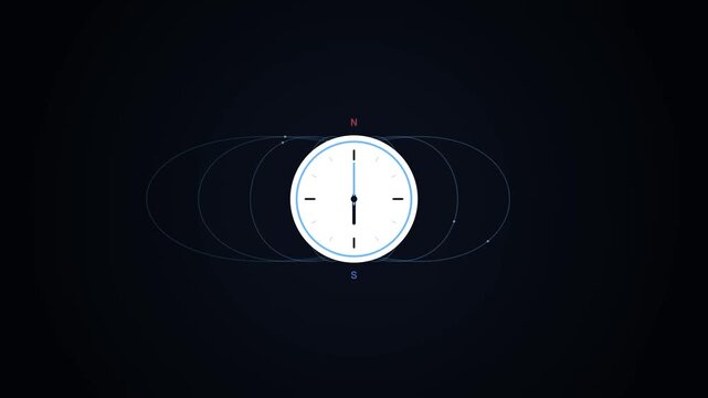 Minimalist clock with motion blur and spinning hands