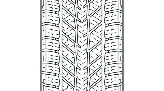 Close up view of a detailed car tire tread pattern showing the intricate design and grooves for traction and safety on road surfaces