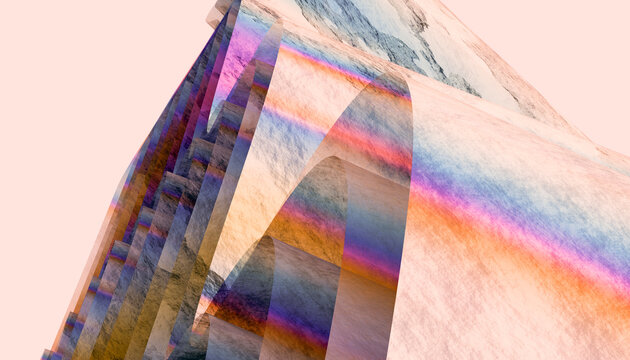 Abstract digital art of overlapping arches with colorful gradient