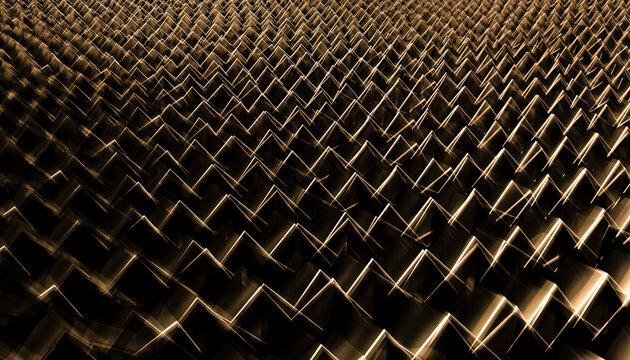 Abstract repetitive geometric pattern with dark gold triangular shapes