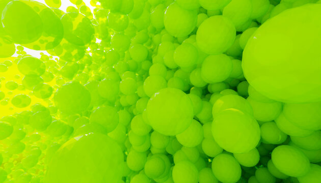 A cluster of floating green spheres creating an abstract digital