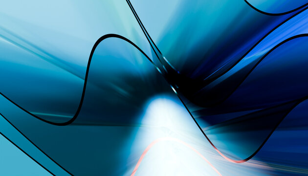 Abstract digital blue waves with flowing light effects