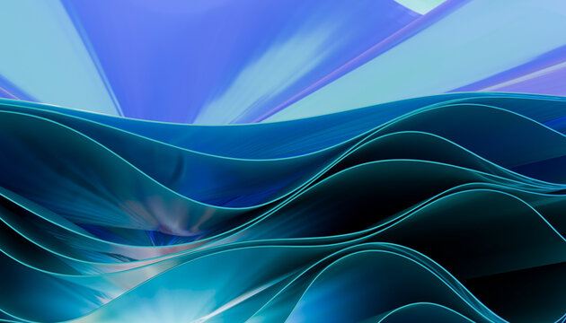 Abstract blue waves forming smooth curved shapes in a digital design