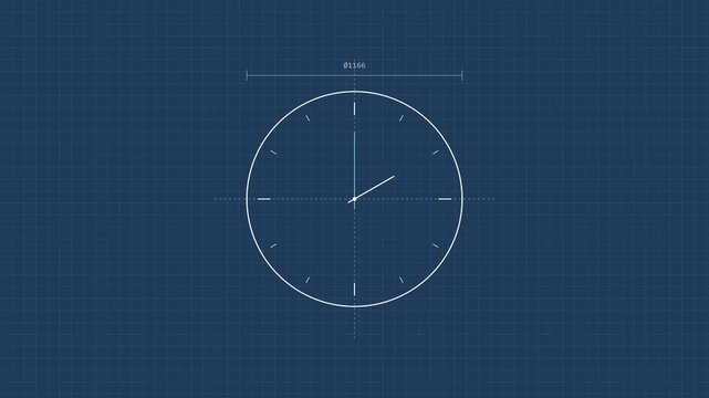 Blue grid blueprint background with animated dashed line arc