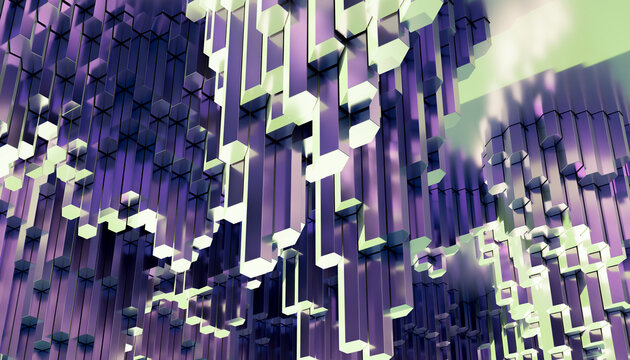 Abstract 3d hexagonal columns form a modern geometric pattern
