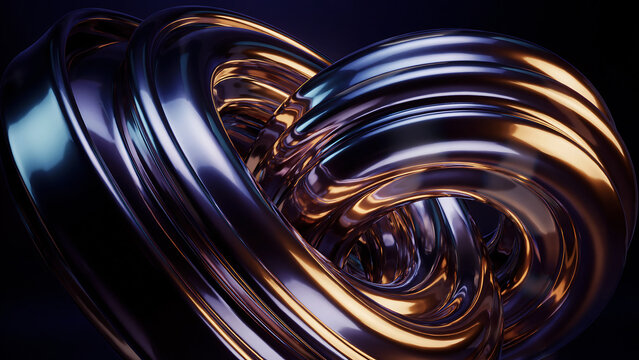 Abstract flowing metallic sculpture with soft warm highlights sculpture abstract reflection geometric artistic lighting aesthetic dimension