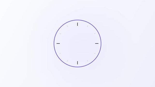 Animated line drawing of a clock on white background