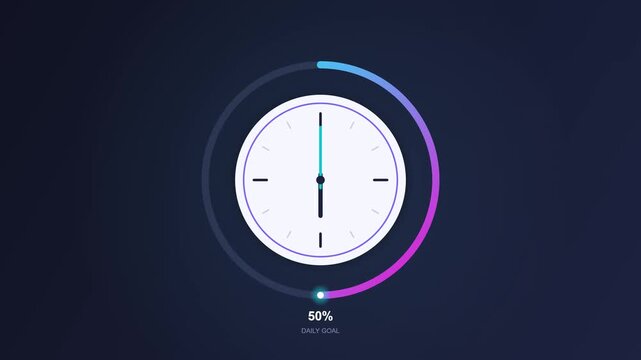 Digital clock with progress ring and percentage indicator
