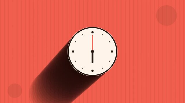 Minimalist clocks with long shadows on textured orange background
