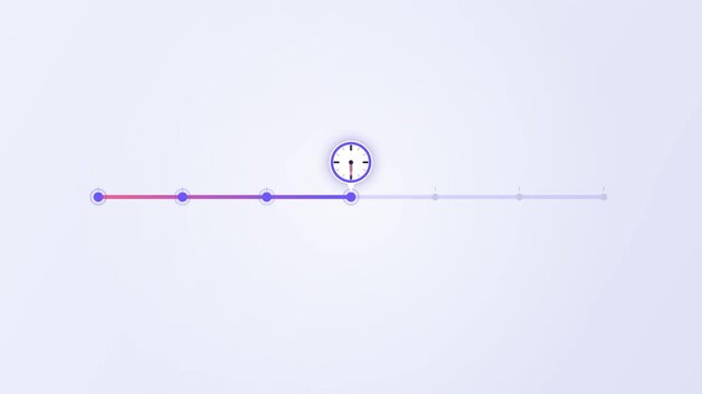 Analog clock icon moving across a linear timeline progress bar