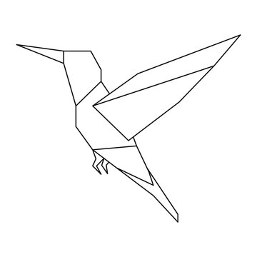Png flying bird geometric element, transparent background
