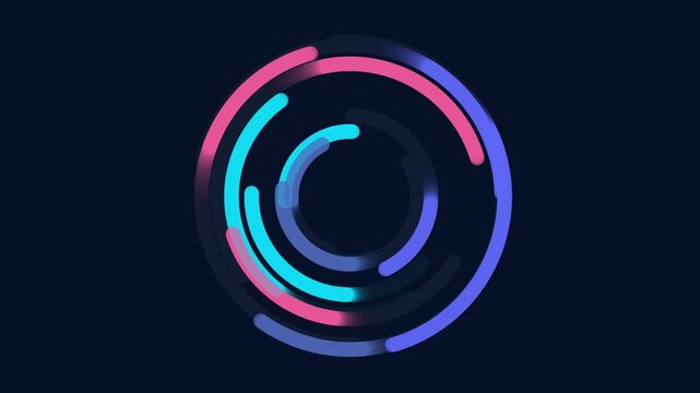 Modern abstract circular design with glowing gradient lines