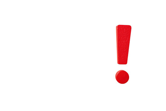 Bright red exclamation point isolated on transparent background