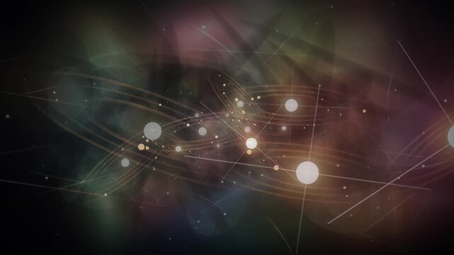 Dynamic Movement Of Abstract Cosmic Nebula Formation With Glowing Particles And Energy Lines