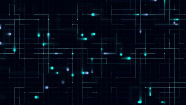 Cyan wireframe mesh grid in dark space