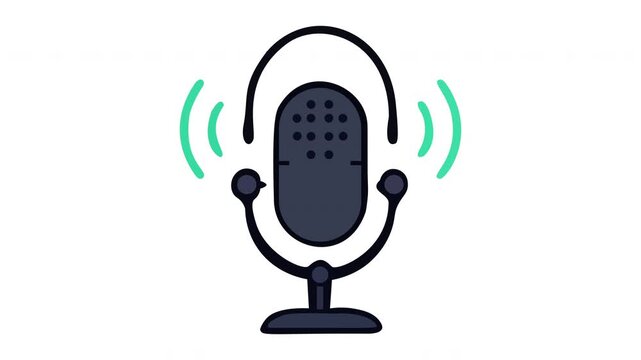 3D Microphone Icon Animation, Studio Audio Sound Recording Voice Symbol Concept