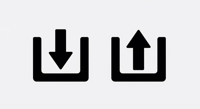 Iconic download and upload arrows: a stark visual of digital data flow.