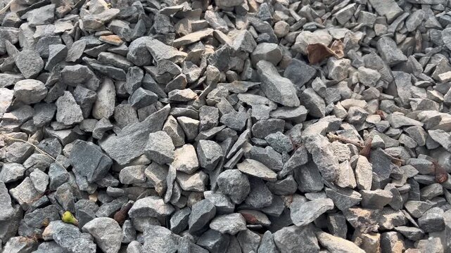 Industrial crushed stones pile for road infrastructure development