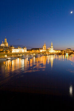 Germany, Dresden, Skyline at night