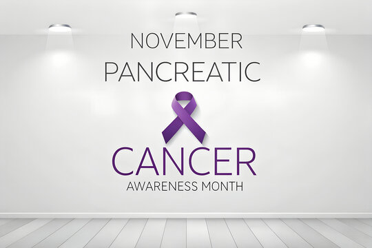 Pancreatic cancer awareness month november purple ribbon concept with pancreatic