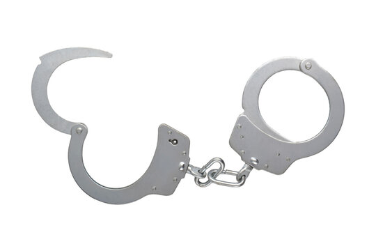Open Metal Handcuffs Isolated on White Background