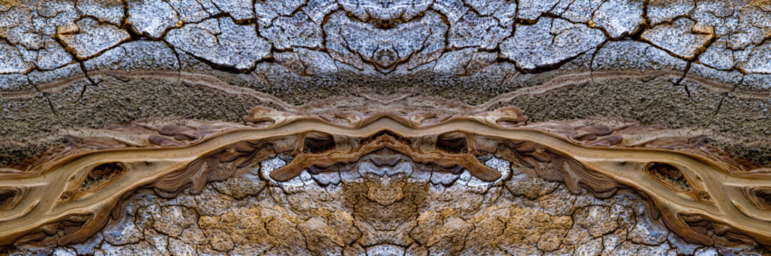 Mud volcanoes's clay river, closeup view, Muddy Vulcanos located in Buzau County, Romania, a National Landmark