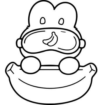 Cute Bunny Character with Pink Sleep Mask Doodle Handdrawn