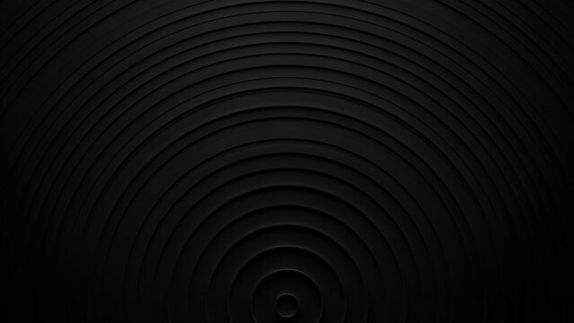 Dark black abstract concentric circular ripple background with abstract background concentric geometric minimalist rhythmic vibration monochrome darkness movement backdrop artistic