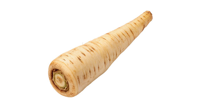 Single fresh raw organic parsnip root crop winter vegetable isolated on transparent background