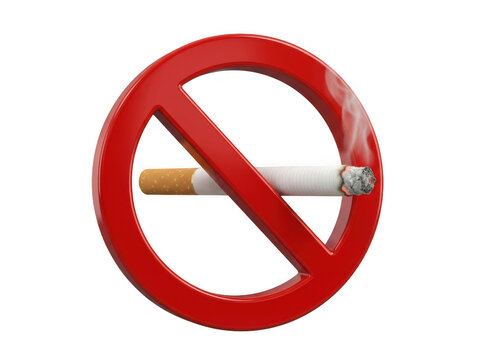 Cigarette banned symbol red circle white line isolated on a transparent background