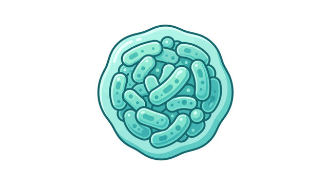 Rod-shaped bacteria inside a blue capsule.