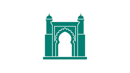 Fototapeta premium Teal Islamic archway gate silhouette icon