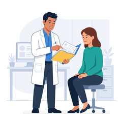 Obraz premium Doctor Consulting Patient in Office with Medical Records