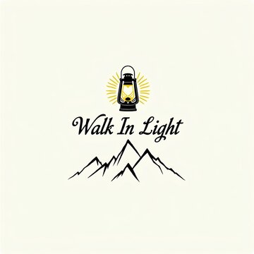 Inspirational Mountain and Lantern Logo Design with Motivational Text for Outdoor Enthusiasts