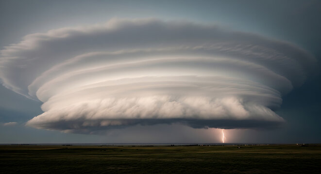 Vast Open Plains Supercell Thunderstorm Lightning