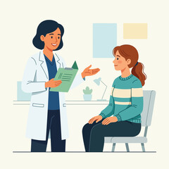 Obraz premium Doctor Consults Patient in Clinic, Flat Vector Illustration