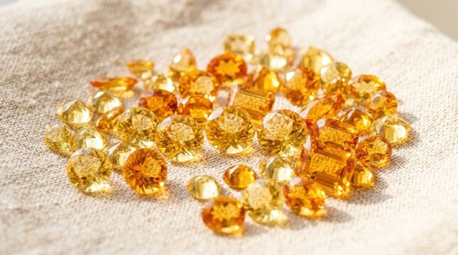 Collection of Brilliant Faceted Citrine Gemstones with Radiant Yellow and Amber Hues