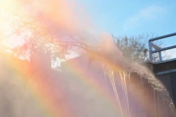 Obraz premium Water mist with rainbow architecture outdoors nature.