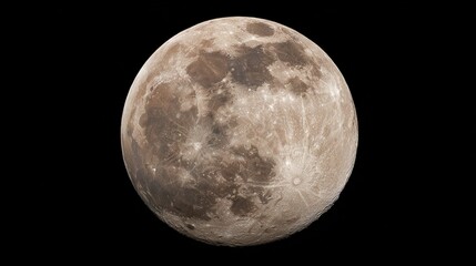 Naklejka premium crater. Close-up of a full moon with visible craters against a starry night sky, radiating celestial beauty. STEM education sheets.
