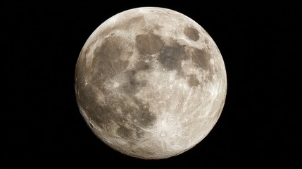 Fototapeta premium crater. Close-up of a full moon with visible craters against a starry night sky, radiating celestial beauty. STEM education sheets.