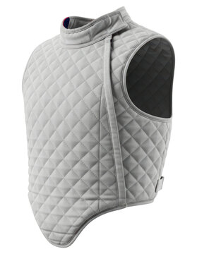 White quilted fencing chest guard vest isolated over transparent background