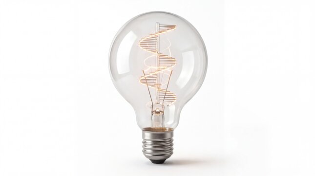 Vintage Edison light bulb with spiral filament, glowing glass lamp for interior design, warm electric lightbulb for creative ideas isolated PNG with Transparent Background