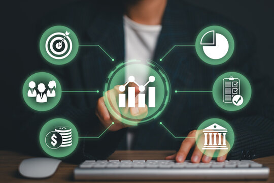 AI executive scorecard concept with business performance, revenue, profit, growth and KPI analytics for data driven management and corporate strategy.