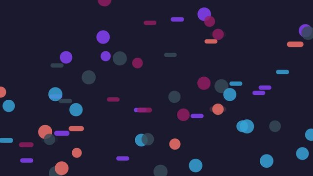 Colorful abstract dots and shapes on dark background