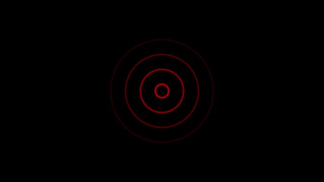 Pulsing red concentric circles motion abstract neon target hud background