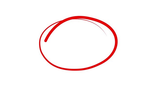 Hand-drawing oval frame circle animation white background, circle highlights with transparent background, Animated red circle drawn, marker pen style, Motion graphics, 4k quality animation video.