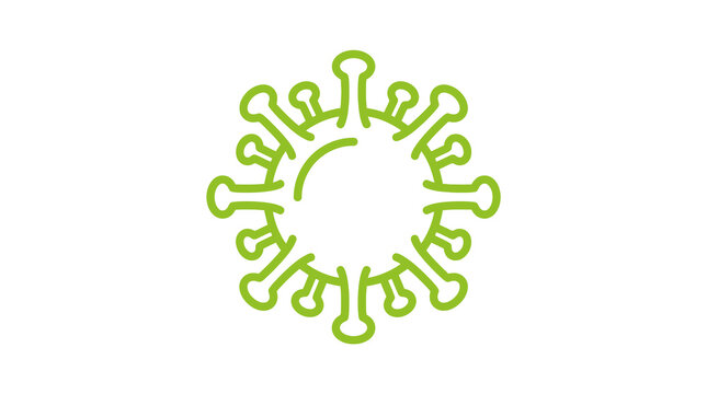 Stylized microbial cell green scientific icon