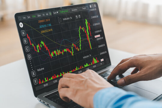 Business people with stock market chart financial trading, online investment, stock exchange analysis, market trends, real-time trading data, forex and crypto trading economic forecasting tool