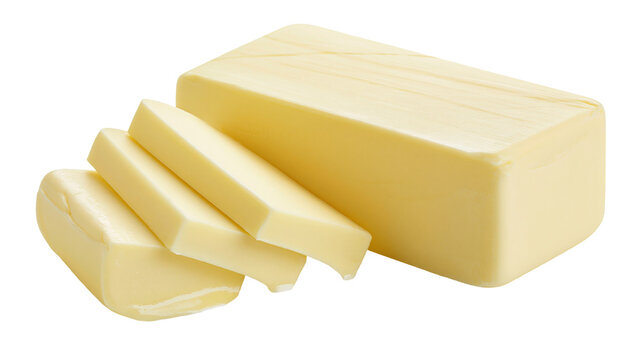 Butter block with slices cut off